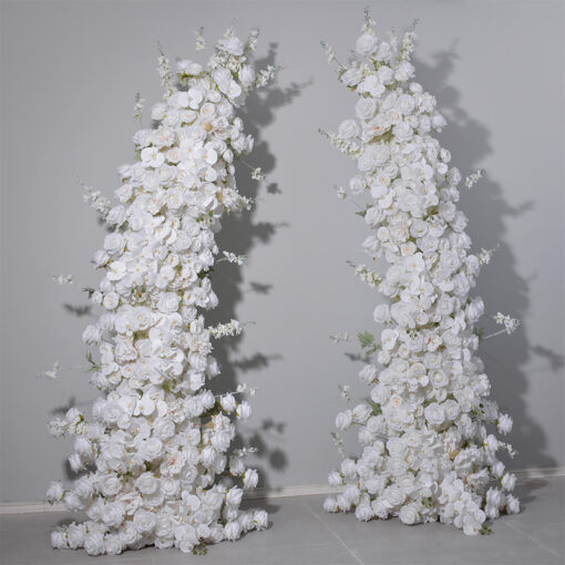 2Pcs White Phalaenopsis Rose Wedding Arch Flowers for Elegant Ceremony Backdrop Decoration