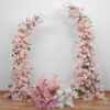 Romantic Spring Wedding Arch with Pink and Yellow Roses, Floral Backdrop with Frame