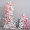 3D Pink and White Rose Flower Arch – Elegant Wedding and Photo Booth Backdrop