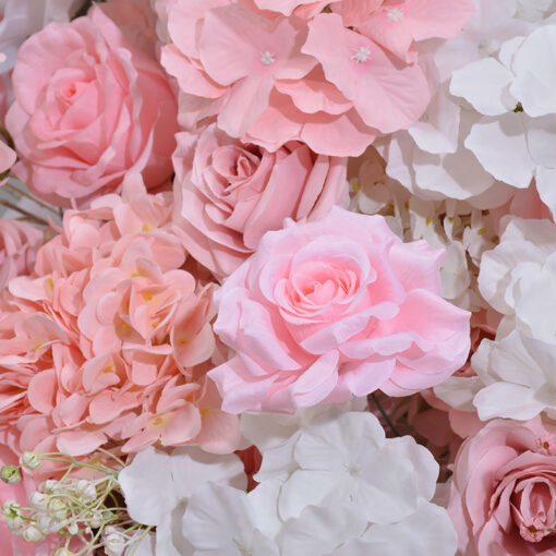 3D Pink and White Rose Flower Arch – Elegant Wedding and Photo Booth Backdrop