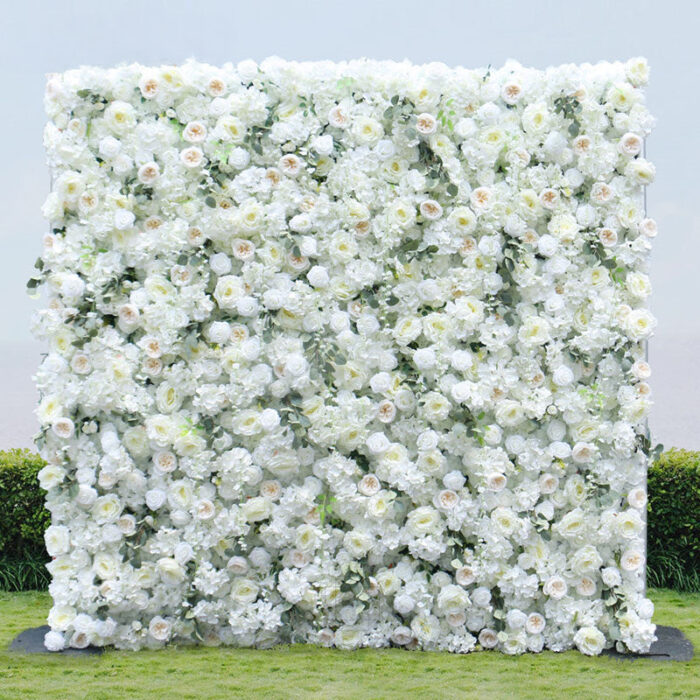 5D White Rose Flower Wall Wedding Backdrop for Elegant Event & Party Decor