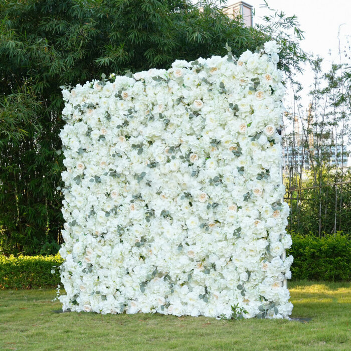 5D White Rose Flower Wall Wedding Backdrop for Elegant Event & Party Decor