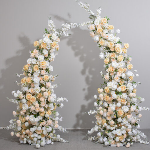 Artificial Yellow and White Rose Floral Arch for Wedding Ceremonies and Special Occasions