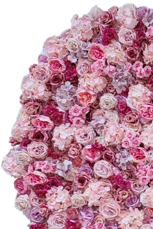 7' 2 x 6.5' Heart-Shaped Bridal Shower Backdrop with Pink Hearts - Elegant Party Decoration