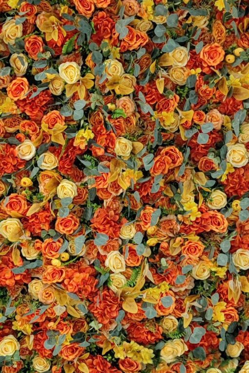 8' x 8' 5D Fall Floral Wall – Artificial Multi-Color Flower Backdrop for Weddings