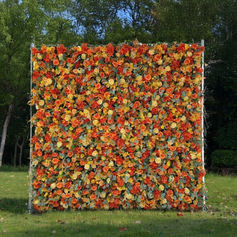 8' x 8' 5D Fall Floral Wall – Artificial Multi-Color Flower Backdrop for Weddings