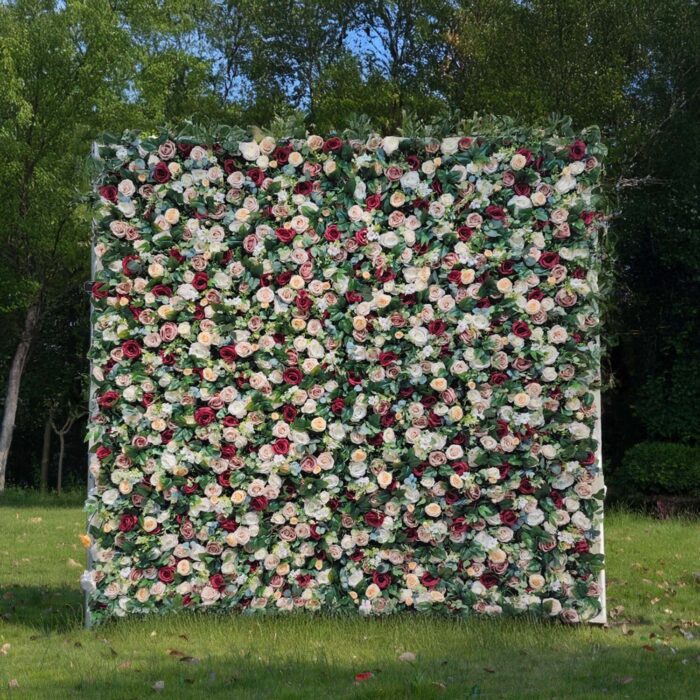 8' x 8' 5D Roll-Up Flower Wall-Garden Delight - Artificial Flower Backdrop for Weddings & Events
