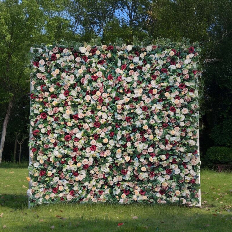 Artificial Flower Wall Backdrop — SKU 5D038