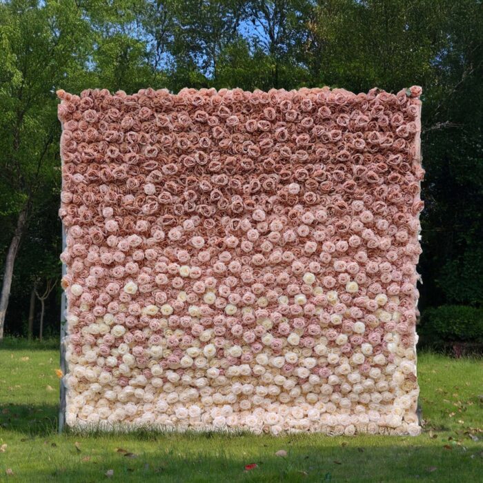 8' x 8' Ombre Blush Pink Artificial Flower Wall – Fabric-Backed Floral Backdrop for Weddings & Events
