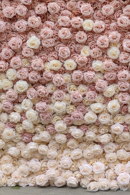 8' x 8' Ombre Blush Pink Artificial Flower Wall – Fabric-Backed Floral Backdrop for Weddings & Events