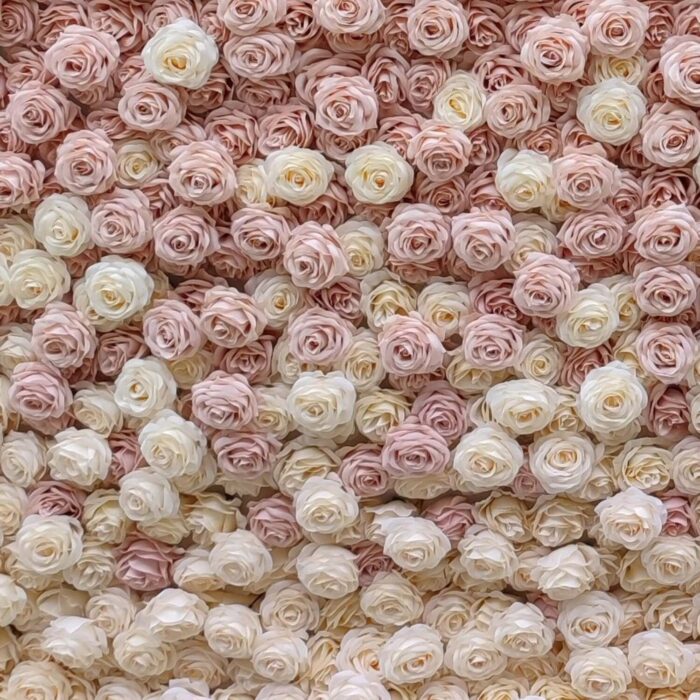 8' x 8' Ombre Blush Pink Artificial Flower Wall – Fabric-Backed Floral Backdrop for Weddings & Events