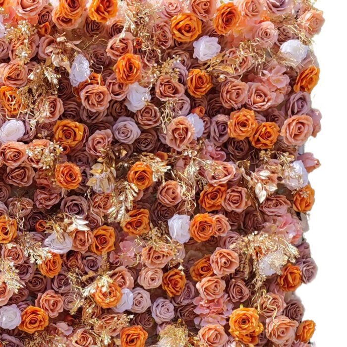 8' x 8' Orange Fall Flower Wall – Artificial Autumn Backdrop for Weddings & Events