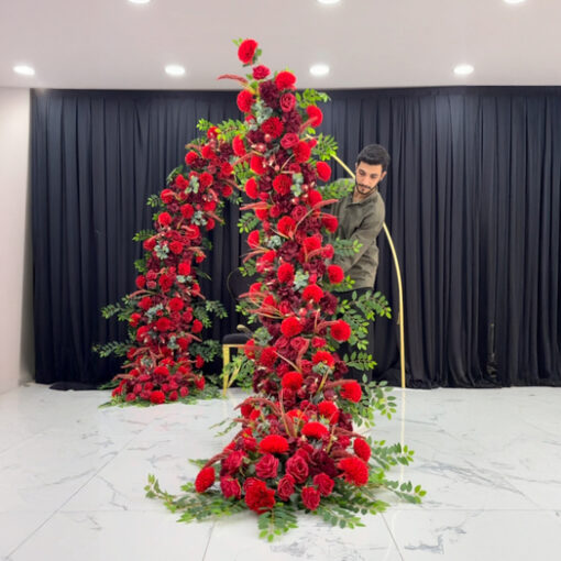 Artificial Flowers for Henna Ceremony: Stunning Red Rose Valentine's Arch