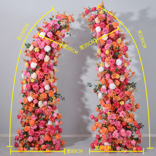 Artificial Red Rose Wedding Arch with Silk Flowers for Elegant Ceremonies