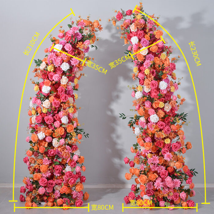 Artificial Red Rose Wedding Arch with Silk Flowers for Elegant Ceremonies