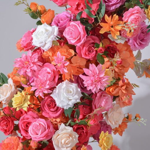 Artificial Red Rose Wedding Arch with Silk Flowers for Elegant Ceremonies