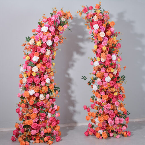 Artificial Red Rose Wedding Arch with Silk Flowers for Elegant Ceremonies