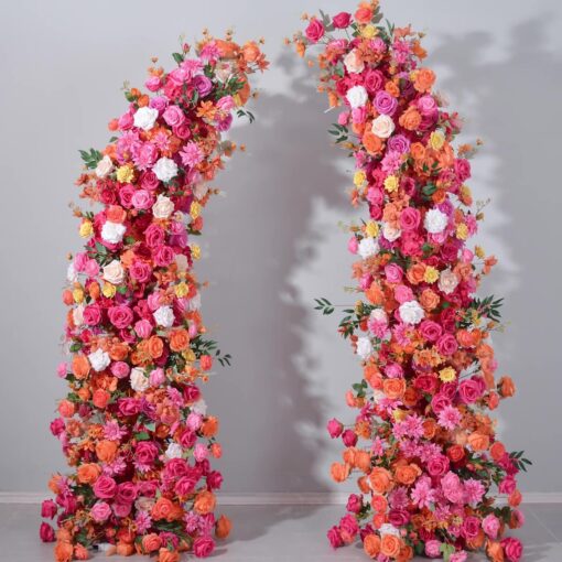 Artificial Red Rose Wedding Arch with Silk Flowers for Elegant Ceremonies