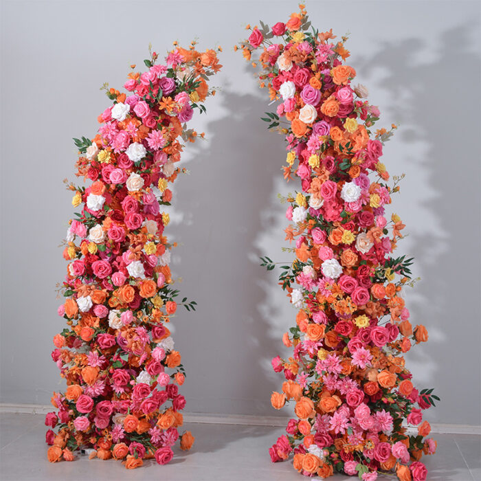 Artificial Red Rose Wedding Arch with Silk Flowers for Elegant Ceremonies