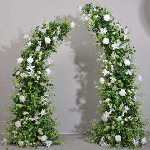 Artificial White Flower Arch with Greenery, Wedding Ceremony Backdrop and Event Decoration