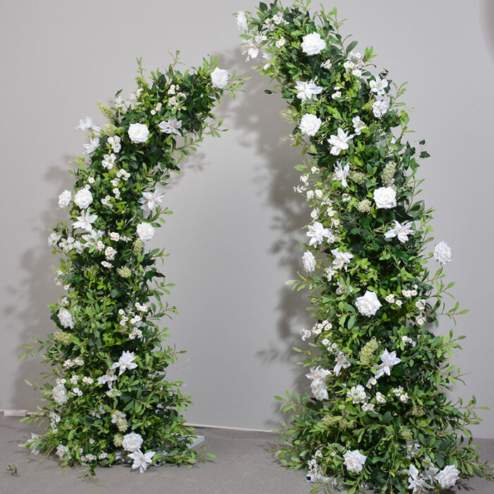 Artificial White Flower Arch with Greenery, Wedding Ceremony Backdrop and Event Decoration