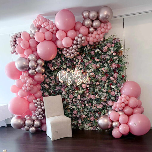 Beautiful Pink Artificial Flower Wall for Bride to Be Backdrop at Bridal Showers