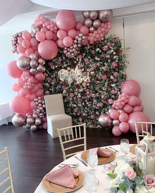 Beautiful Pink Artificial Flower Wall for Bride to Be Backdrop at Bridal Showers