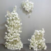 Beige and White Rose Wedding Arch Set with Gypsophila – Floral Backdrop with Frame