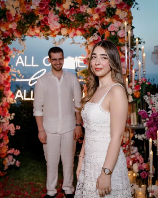 Boho-Inspired Square Arch with Floral Accents for a Dreamy Wedding Celebration
