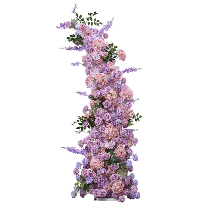 Charming 2.3m Purple Pink Floral Arch with Artificial Flowers for Wedding and Event Backdrops