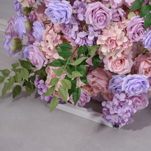 Charming 2.3m Purple Pink Floral Arch with Artificial Flowers for Wedding and Event Backdrops