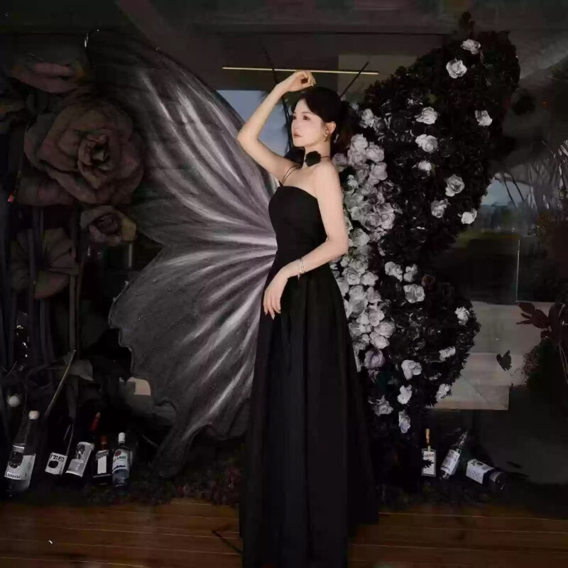 Cinematic Black and White Butterfly Backdrop for Modern Event Themes