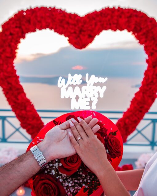 Classic Red Rose Heart Arch with Flower Decoration for an Enchanting Proposal