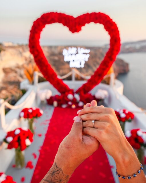 Classic Red Rose Heart Arch with Flower Decoration for an Enchanting Proposal