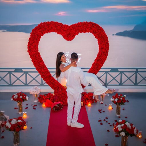 Classic Red Rose Heart Arch with Flower Decoration for an Enchanting Proposal