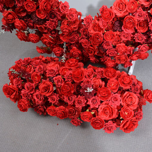 Dazzling Heart-Shaped Wedding Arch with Red Roses for a Grand Wedding Backdrop