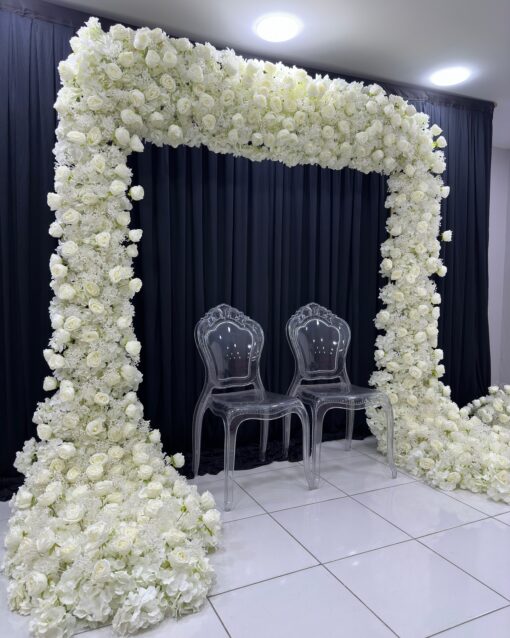 Delicate White Rose Square Arch for Wedding and Party Backdrop Ideas