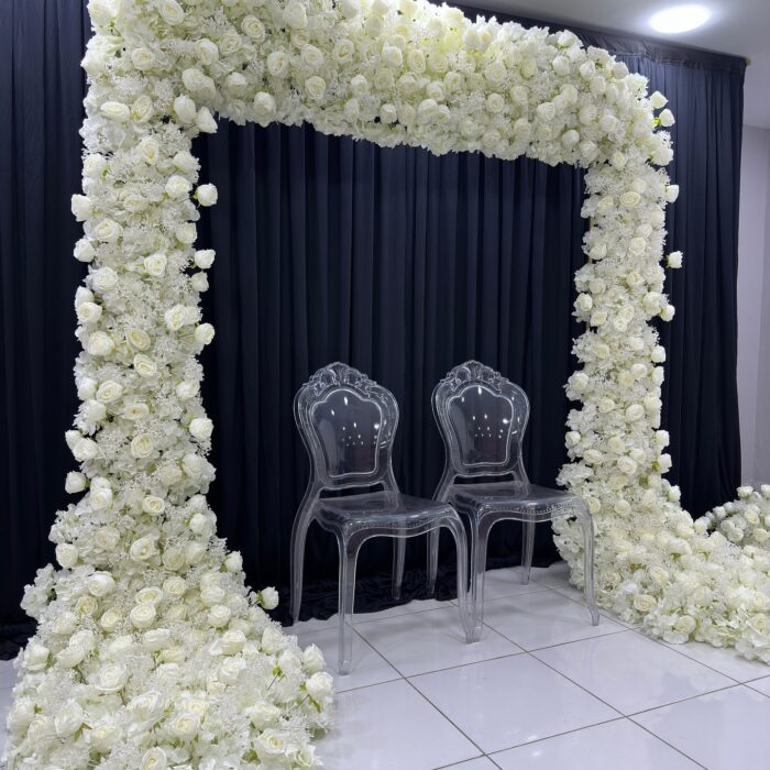 Delicate White Rose Square Arch for Wedding and Party Backdrop Ideas