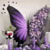 Dreamy Butterfly Backdrop in Gradient Purple with Pastel Pink and Lavender Blooms