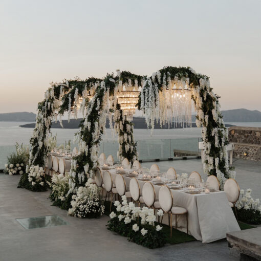 Dreamy White Floral Wedding Arch with Wisteria for a Fairytale Celebration