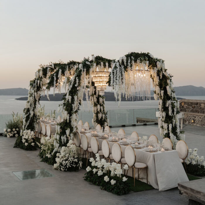 Dreamy White Floral Wedding Arch with Wisteria for a Fairytale Celebration