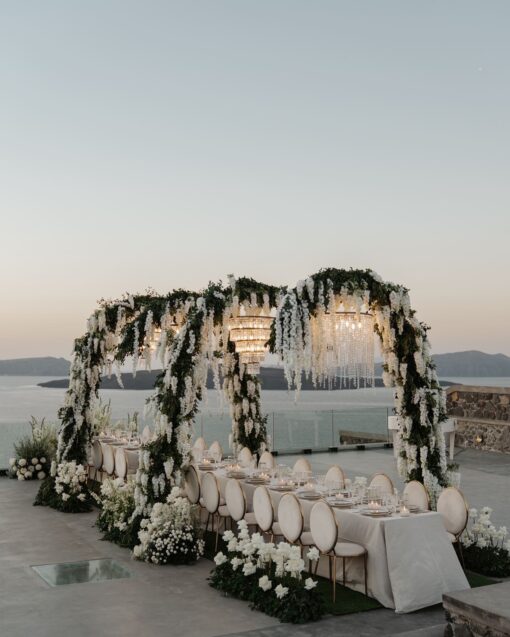 Dreamy White Floral Wedding Arch with Wisteria for a Fairytale Celebration