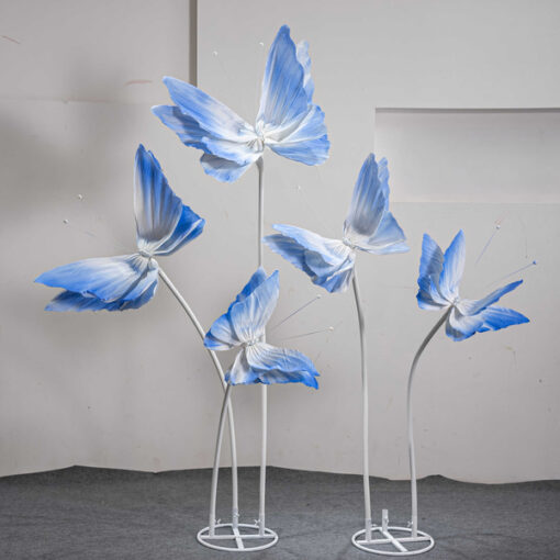 Elegant Cool Blue Gradient Butterfly Backdrop for Wedding Props and Event Decor