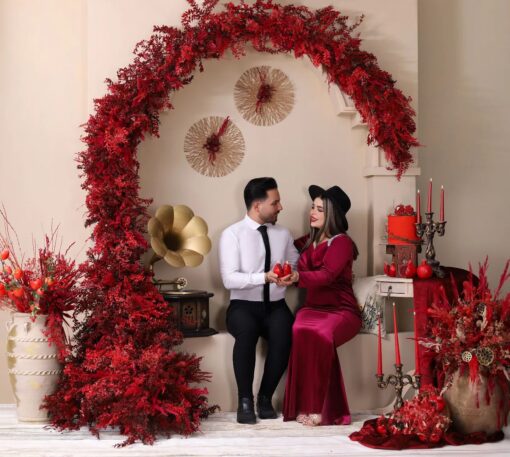 Elegant Floral Arch Decor with Red Wheat Grass for a Vintage Wedding Touch
