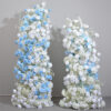 Elegant Hydrangea and Blue-White Rose Wrought Iron Wedding Arch