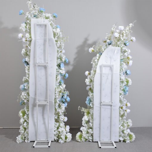 Elegant Hydrangea and Blue-White Rose Wrought Iron Wedding Arch