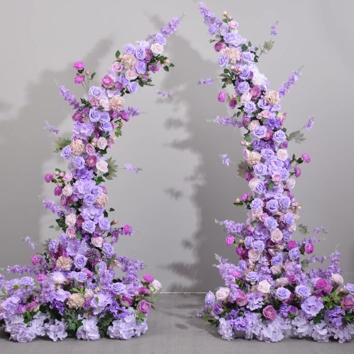 Elegant Mixed Floral Arch with Purple Roses and Hydrangea for Weddings and Events
