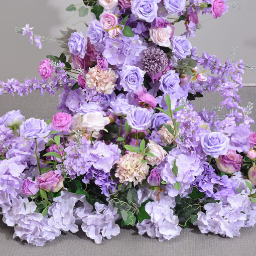 Elegant Mixed Floral Arch with Purple Roses and Hydrangea for Weddings and Events