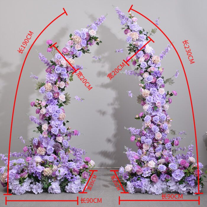 Elegant Mixed Floral Arch with Purple Roses and Hydrangea for Weddings and Events