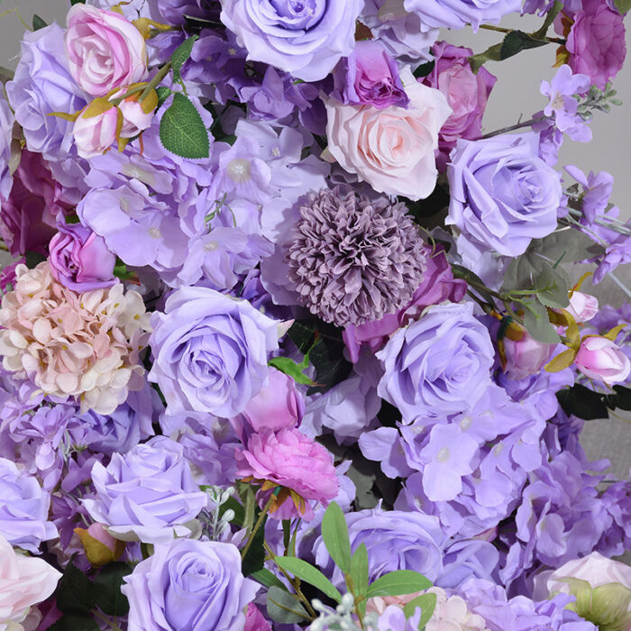 Elegant Mixed Floral Arch with Purple Roses and Hydrangea for Weddings and Events